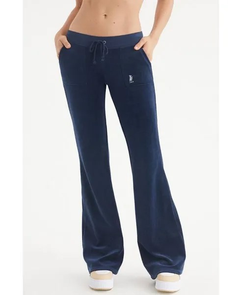 Женские спортивные брюки Heritage с низкой посадкой и карманами на кнопках Juicy Couture, синий