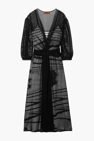 Платье миди открытой вязки с поясом Missoni, черный