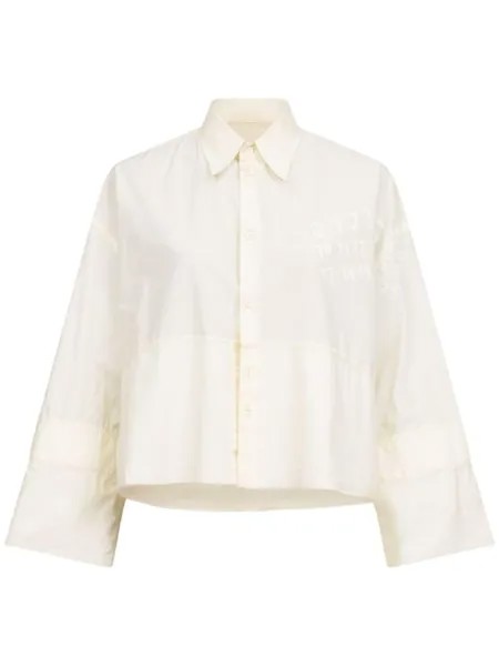 MM6 Maison Margiela поплиновая рубашка с логотипом, нейтральный цвет