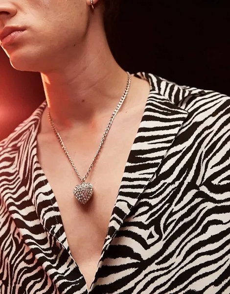 Ожерелье с подвеской в виде «ледяного» сердца ASOS DESIGN-Серебряный