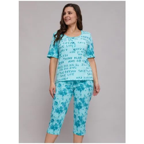 Пижама Алтекс, размер 52, голубой, бирюзовый