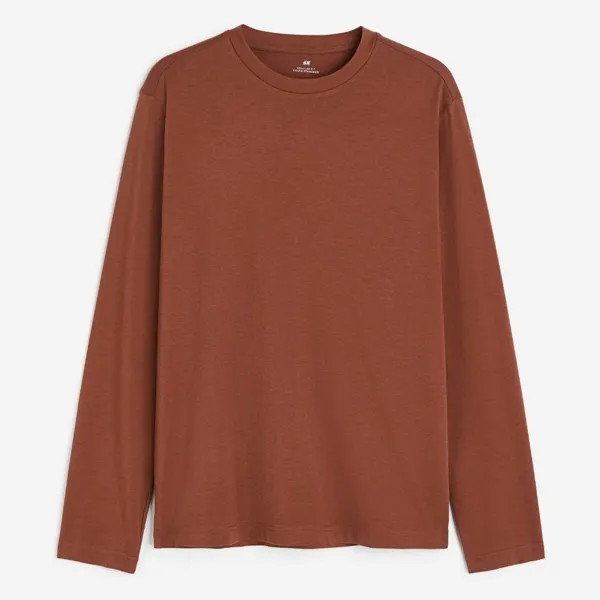 Лонгслив H&M Regular Fit Jersey, коричневый