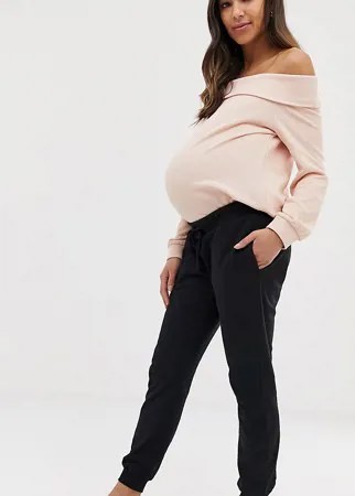 Базовые джоггеры с посадкой под животом и поясом на шнурке ASOS DESIGN Maternity-Черный цвет