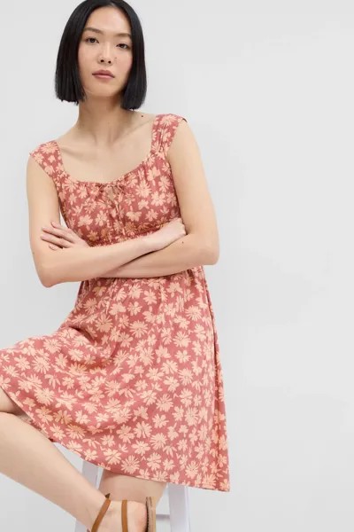 Свободное мини-платье с завязками на шее Gap, коричневый