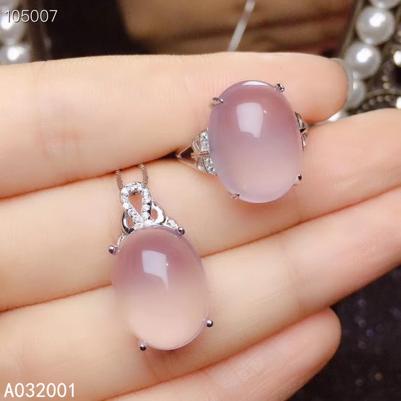 Цепочка и кольцо женские из серебра 925 пробы с розовым кварцем
