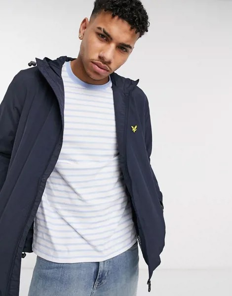 Темно-синяя куртка на молнии с капюшоном Lyle & Scott-Темно-синий