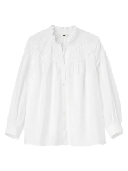 Блуза со сборками на воротнике Sandro, белый