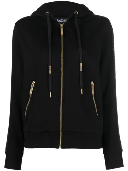 Just Cavalli худи на молнии с логотипом, черный