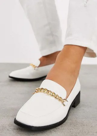 Туфли на плоской подошве белого цвета с эффектом крокодиловой кожи и цепочкой RAID Aleema-Белый