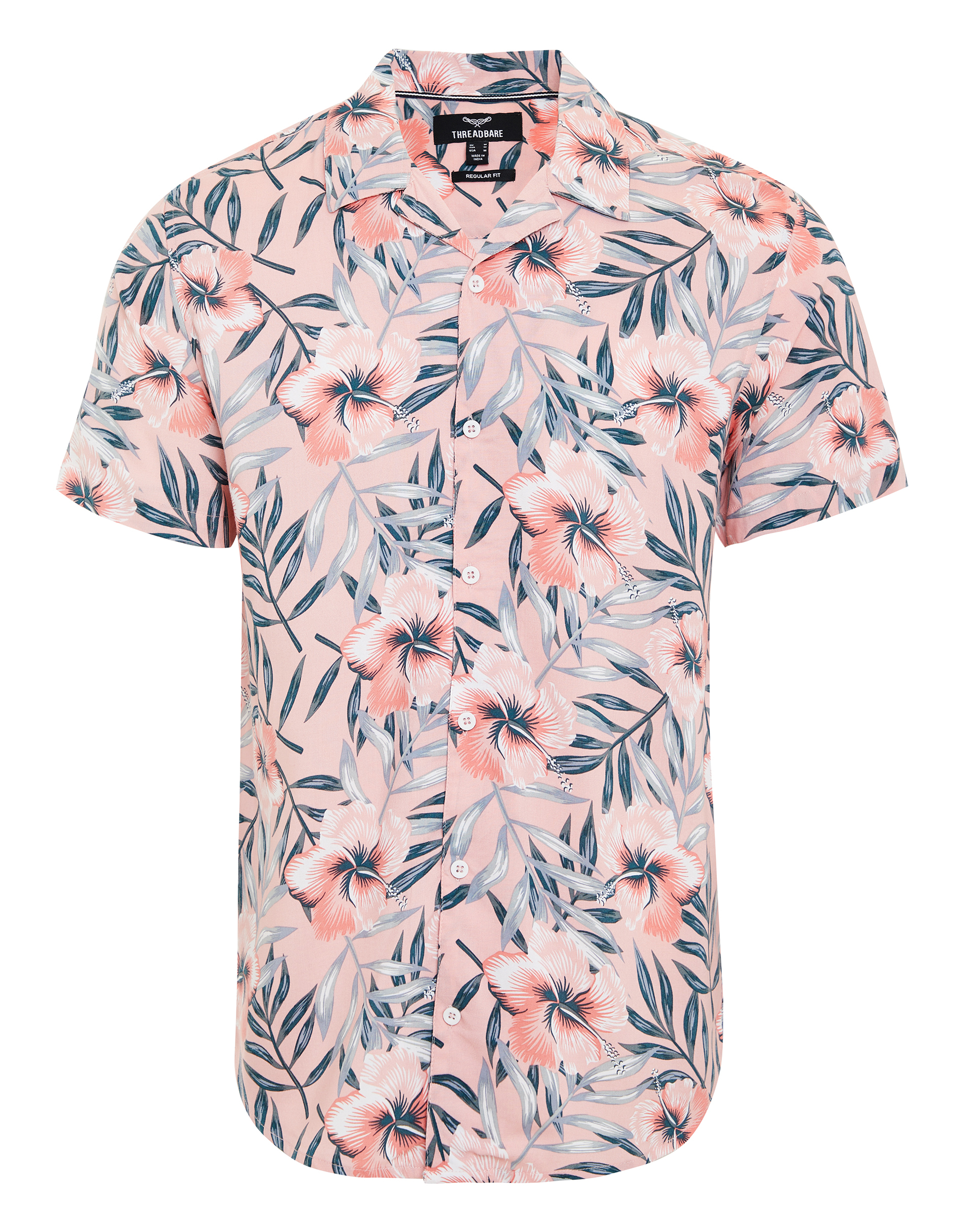 Рубашка Threadbare Hawaii THB Shirt S/Slv Atoll, розовый