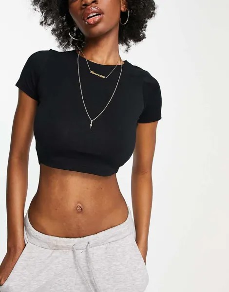 Укороченная облегающая футболка черного цвета ASOS DESIGN Hourglass-Черный цвет