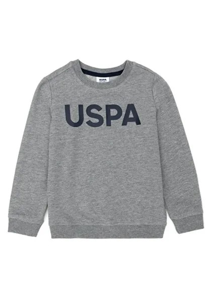 Серый меланжевый свитшот для мальчика JEREMYKIDSSK023 U.S. Polo Assn., серый меланж