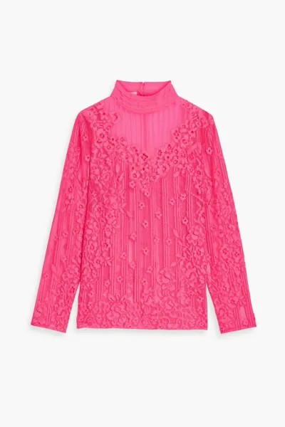 Блузка из кружева с защипами и шнурком Valentino Garavani, розовый