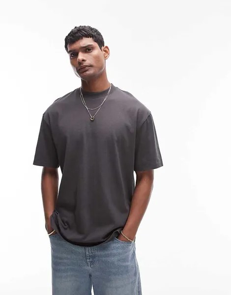 Topman - Удобная футболка антрацитового цвета