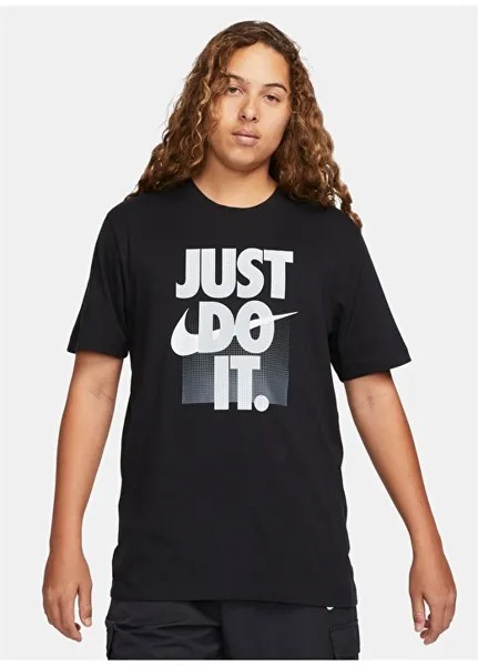 Черная, серая и серебряная мужская футболка стандартного кроя с круглым воротником Nike