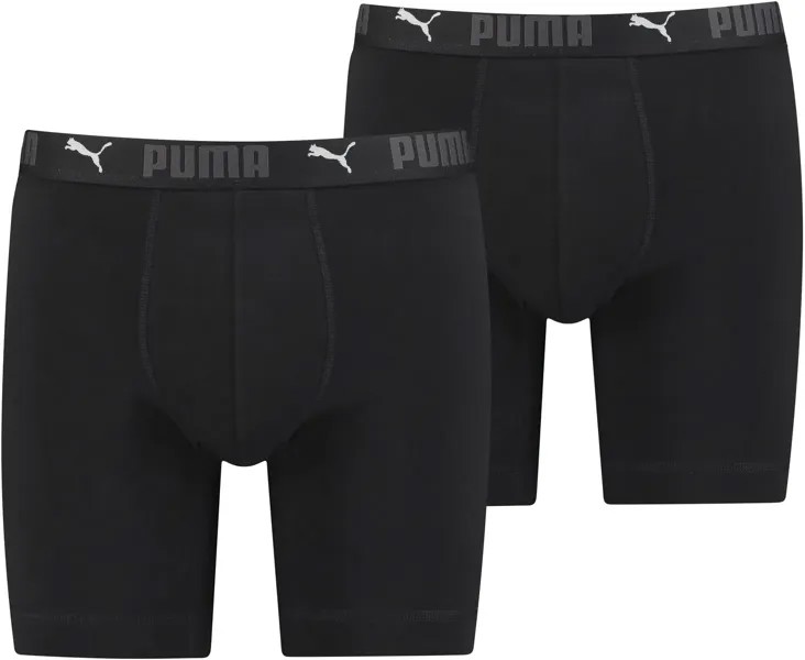 Длинные боксеры PUMA (2 шт.) с надписью бренда на поясе, черный