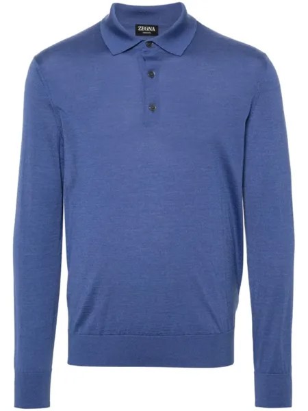 Zegna рубашка поло из смесового кашемира, синий
