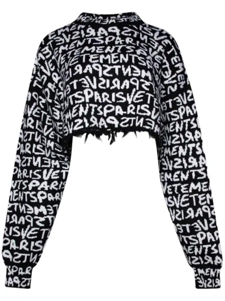 Джемпер из шерсти мериноса с логотипом Graffiti VETEMENTS, черный