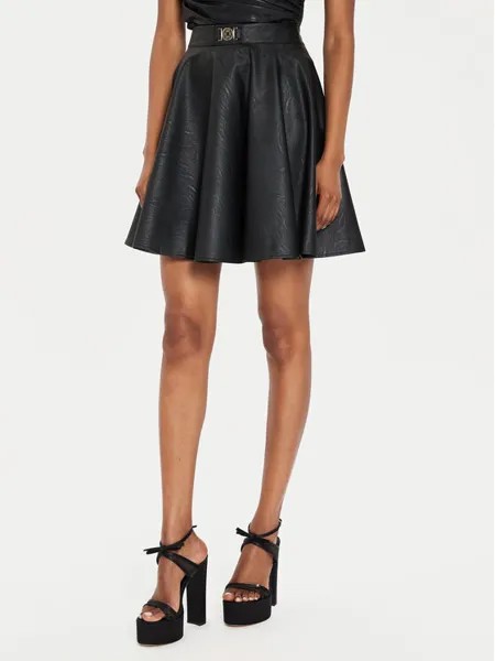 Юбка regular fit из искусственной кожи Rinascimento, черный