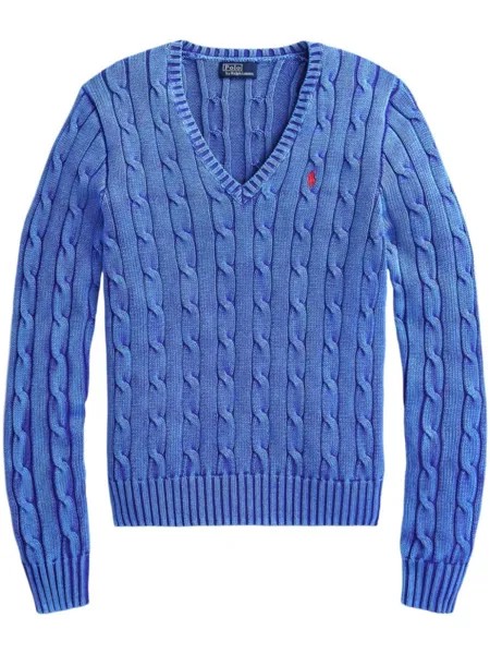 Polo Ralph Lauren джемпер фактурной вязки с V-образным вырезом, синий