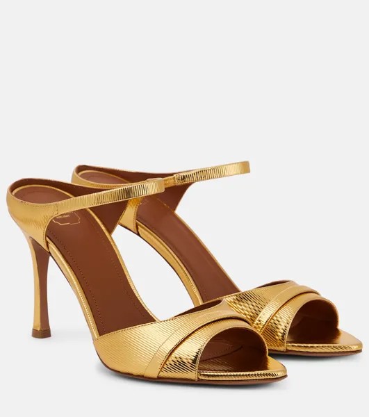 Мюли Una 90 из металлизированной кожи Malone Souliers, золотой