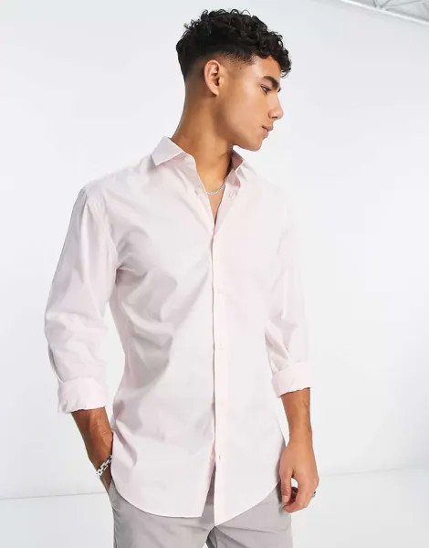 Розовая узкая формальная рубашка с длинными рукавами French Connection