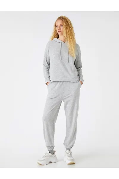 Толстые текстурированные спортивные штаны Jogger с завязкой на талии Koton, серый