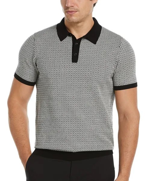 Свитер-поло с короткими рукавами Perry Ellis Geo, черный