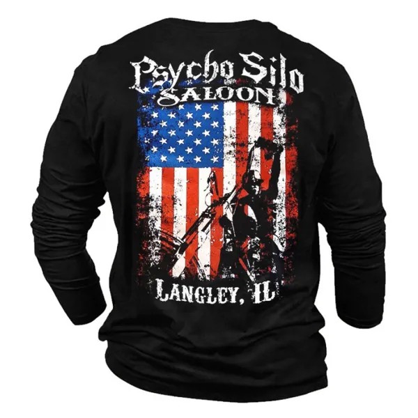 Мужская футболка с принтом американского флага Psycbo Silo Saloon Biker