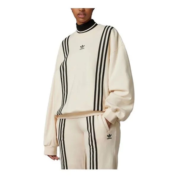 Толстовка (WMNS) adidas originals SS23 Adicolor 70s 3-Stripes Sweatshirt 'Beige', бежевый