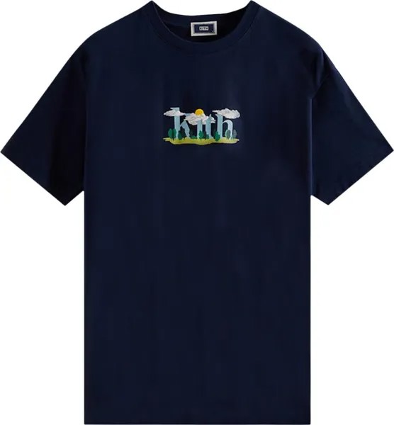 Футболка Kith Cloud Serif Logo Tee 'Nocturnal', синий