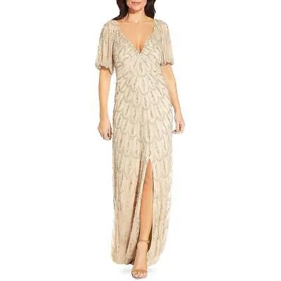 Женское вечернее платье макси золотого цвета с разрезом спереди Aidan Mattox 6 BHFO 4096