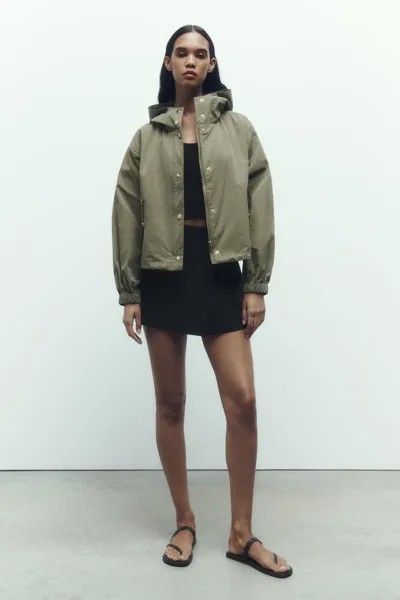 Куртка с капюшоном ZARA, хаки