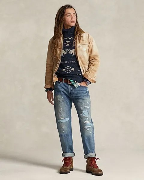 Джинсы классического кроя с потертостями цвета Coppit Blue Polo Ralph Lauren, цвет Blue