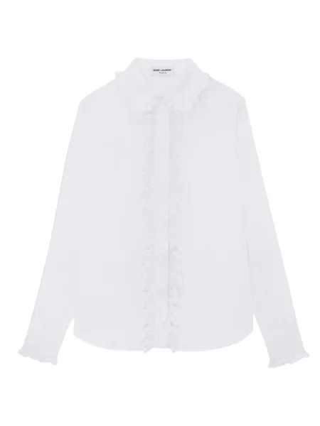 Рубашка из хлопкового поплина с оборками Saint Laurent