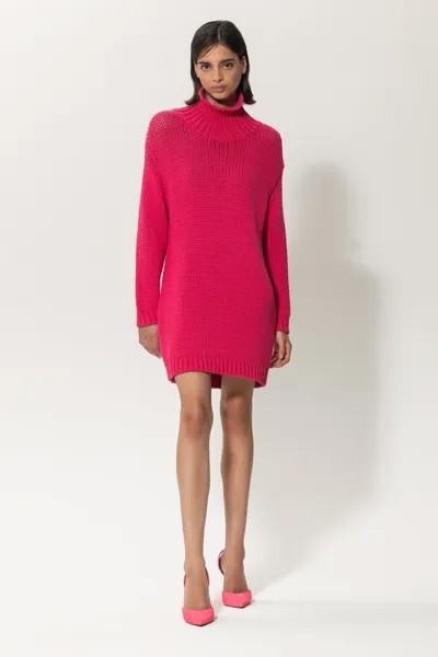 Длинный свитер с ребристыми деталями LUISA CERANO, цвет magenta pink