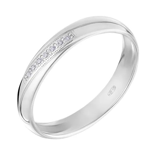 Кольцо обручальное Ювелир Карат, серебро, 925 проба, бриллиант, размер 22, бесцветный