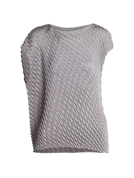 Топ с короткими рукавами и складками Gleam Issey Miyake, серый