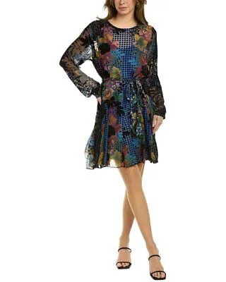 Женское мини-платье из смесового шелка Johnny Was Lanai Burnout Pippa, синее, размер Xl