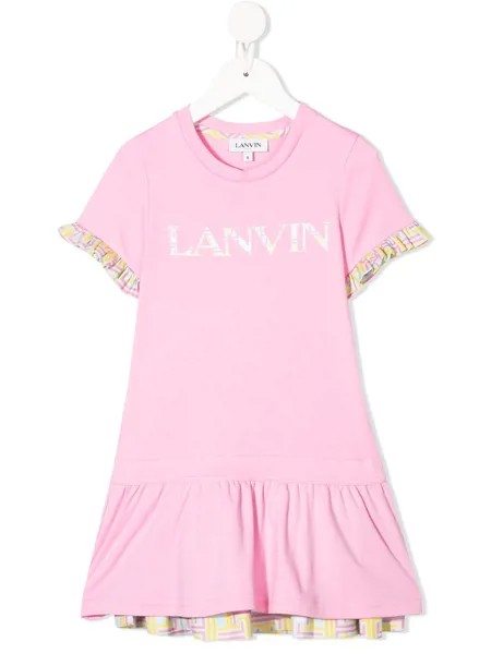 LANVIN Enfant расклешенное платье-футболка с логотипом