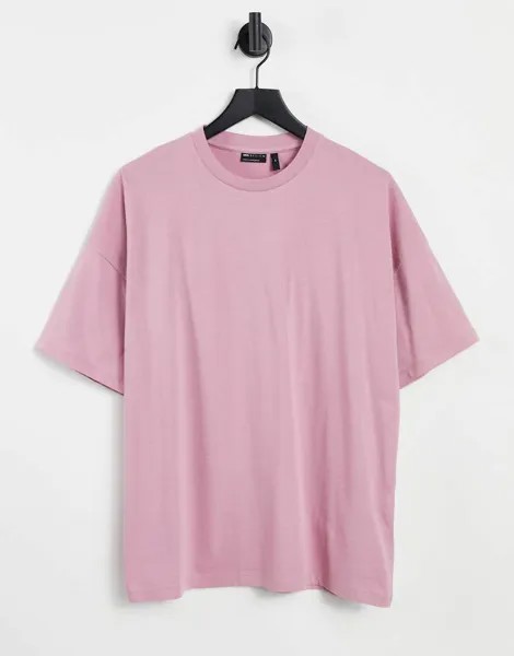 Выбеленная фиолетовая oversized-футболка из смесового органического материала с круглым вырезом ASOS DESIGN-Фиолетовый цвет