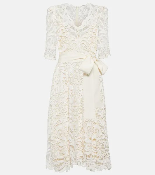 Кружевное платье миди Elie Saab, белый