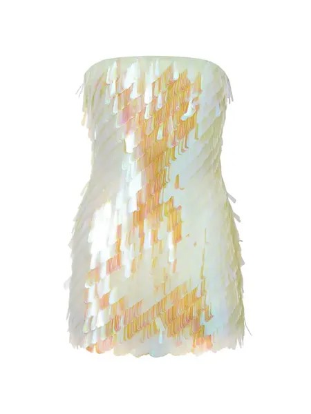 Мини-платье без бретелек с вышивкой пайетками The Attico, цвет opalescent