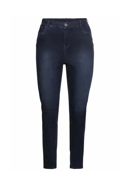 Джинсы с эффектом пуш-ап и частично эластичным поясом sheego, цвет Blue Black Denim