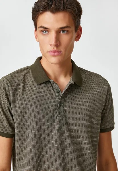Рубашка-поло Geometric Printed Buttoned Short Sleeve Koton, хаки