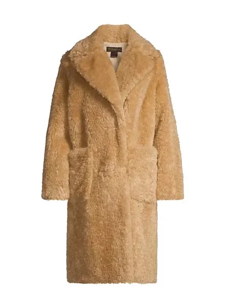Пальто Тедди из искусственного меха Donna Karan New York, цвет tan
