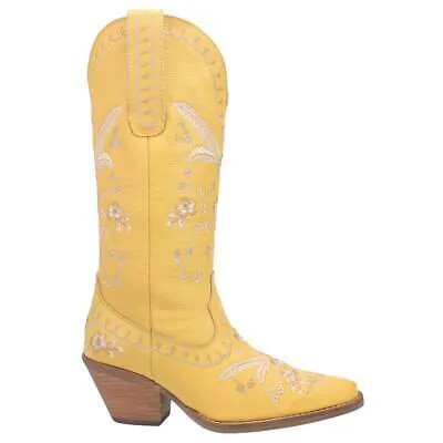 Dingo Full Bloom Цветочные ковбойские женские желтые повседневные ботинки с круглым носком DI939-700