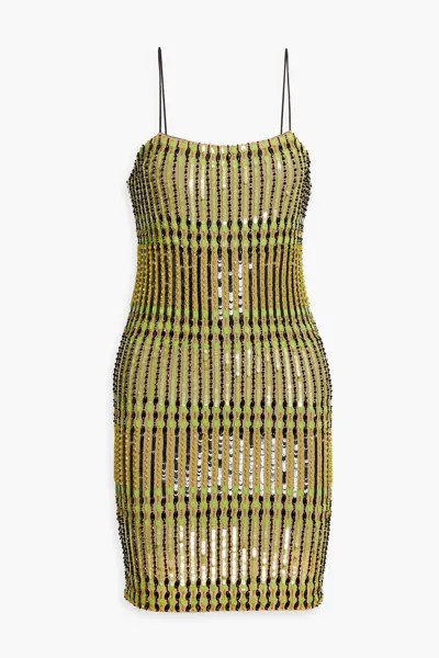 Платье мини Fifi из тюля с декором Alice + Olivia, зеленый лайм