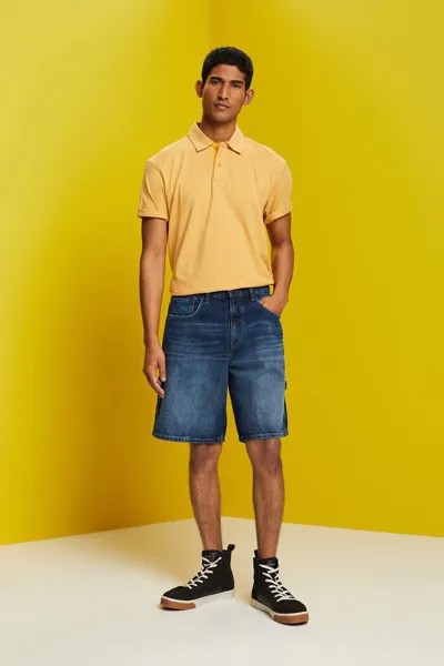 Хлопковая футболка с воротником Esprit, оранжевый