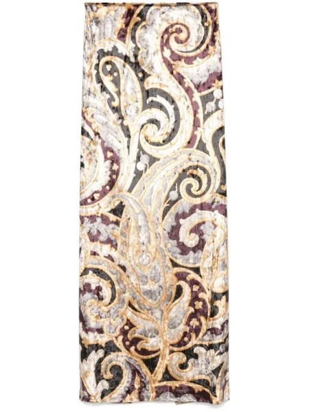 ETRO юбка макси с принтом пейсли, золотистый